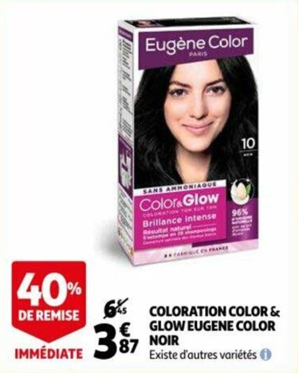 Promo Coloration color & glow eugene color noir chez Auchan