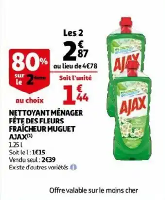 Auchan Nettoyant ménager fête des fleurs fraîcheur muguet AJAX offre
