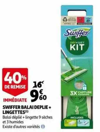 Auchan Swiffer balai deplie + lingettes offre