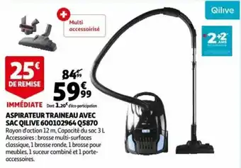 Auchan Aspirateur traineau avec sac qilive 600102964 Q5870 offre