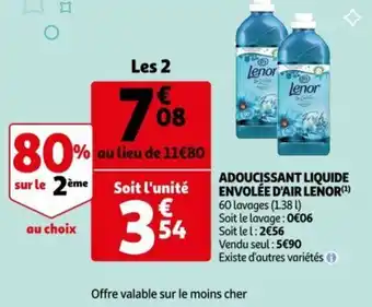 Auchan Adoucissant liquide envolée d'air LENOR offre