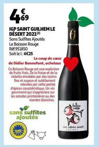 Auchan Igp saint guilhem le désert 2021 le boisson rouge offre