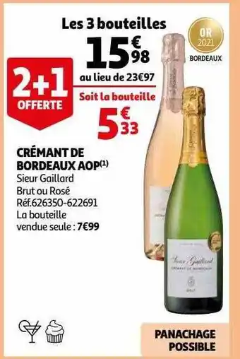 Auchan Crémant de bordeaux aop sieur gaillard offre