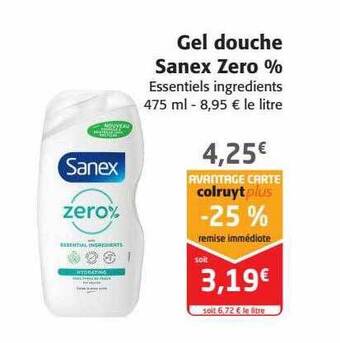 Colruyt Gel douche sanex zero % offre