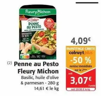 Colruyt Penne au pesto fleury michon offre
