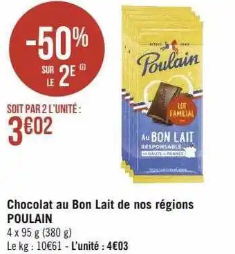 Chocolat au bon lait de nos régions poulain
