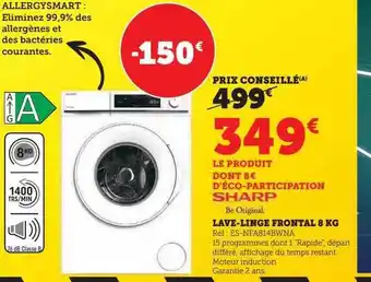 Lave-linge frontal 8 kg