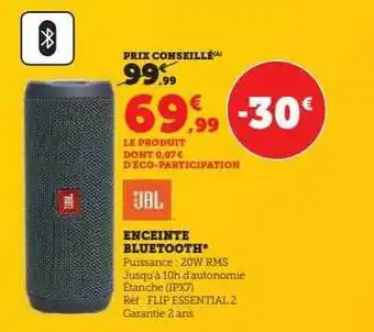 Hyper U Enceinte bluetooth jbl offre