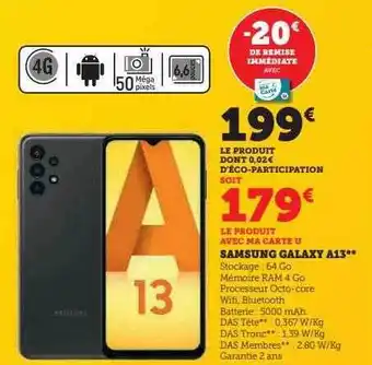 Hyper U Samsung galaxy a13 offre