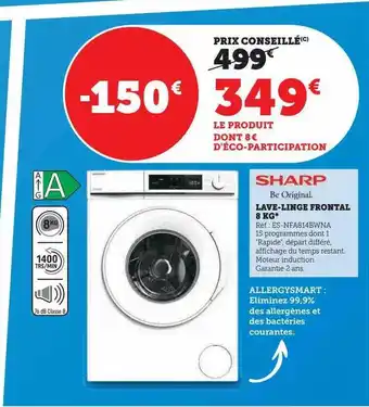 Super U Lave-linge frontal 8 kg sharp offre