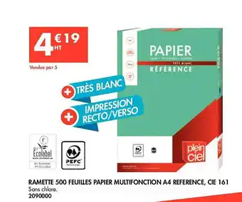 Plein ciel Ramette 500 feuilles papier multifonction a4 référence, cie 161 offre