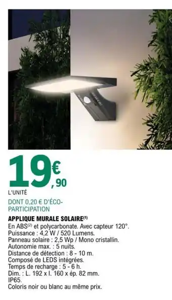 E.Leclerc Applique Murale Solaire offre