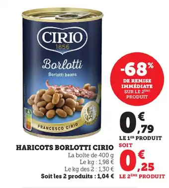 Super U Haricots Borlotti Cirio offre