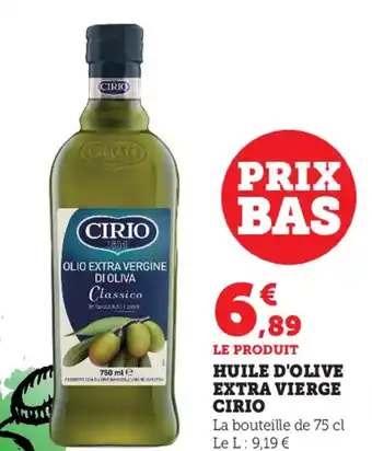 Super U Huile D'Olive Extra Vierge Cirio offre