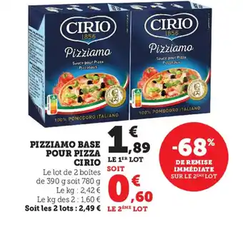 Super U Pizziamo Base Pour Pizza Cirio offre