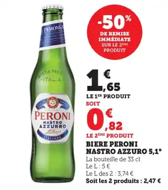 Super U Biere Peroni Nastro Azzuro 5,1 offre