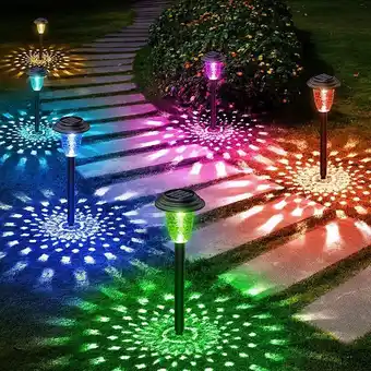Amazon Bucasa 8 pièces lampe solaire exterieur jardin, lumiere solaire exterieur avec colorée led et lumière blanche chaude, étan... offre