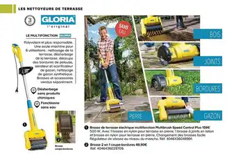 Castorama Les nettoyeurs de terrasse gloria, brosse de terrasse électrique multifonction multibrush speed control plus, brosse 2 en 1 c offre