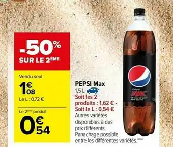 Carrefour Market Pepsi Max -50% Sur Le 2ème offre