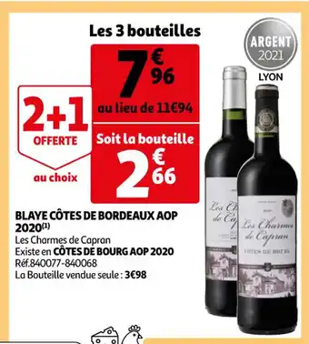 Auchan Blaye Côtes de Bordeaux AOP 2020 offre