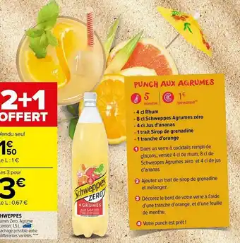 Carrefour Market Schweppes Agrumes Zero Agrume 2+1 Offert offre