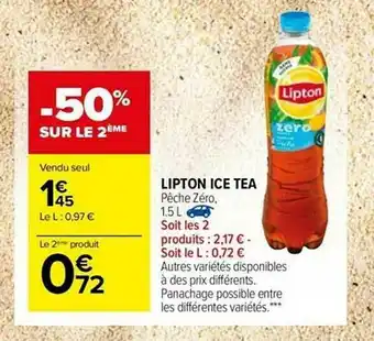 Carrefour Market Lipton Ice Tea Pêche Zéro -50% Sur Le 2ème offre