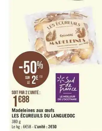 Géant Casino Madeleines Aux Oeufs Les écureuils Du Languedoc offre