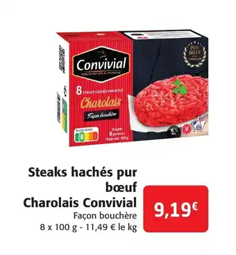 Colruyt Steaks Haches Pur Boeuf Charolais Convivial offre