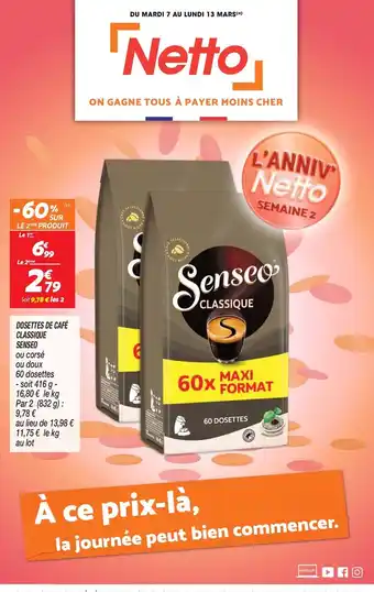 Netto Dosettes de Café Classique Senseo offre