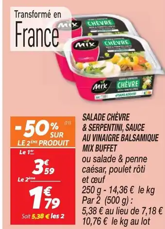 Netto Salade Chevre & Serpentini Sauce Au Vinaigre Balsamique Mix Buffet offre