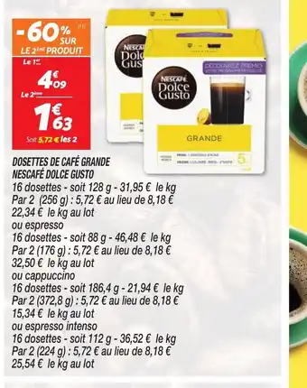 Netto Dosettes de Cafe Grande Nescafe Dolce Gusto offre