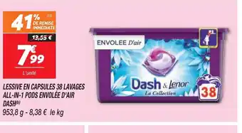 Netto Lessive En Capsules 38 Lavages All in 1 Pods Envolee d'Air Dash offre