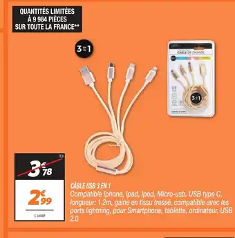 Netto Cable USB 3 En 1 offre