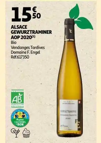 Auchan Alsace gewurztraminer aop 2020 bio vendanges tardives domaine f. engel offre