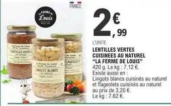 E.Leclerc Lentilles vertes cuisinées au naturel offre