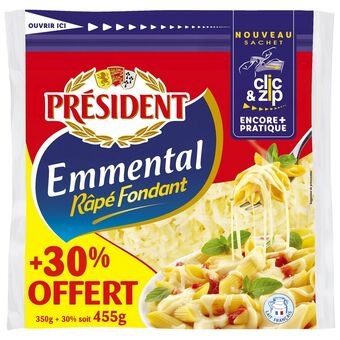 Auchan Emmental râpé président offre