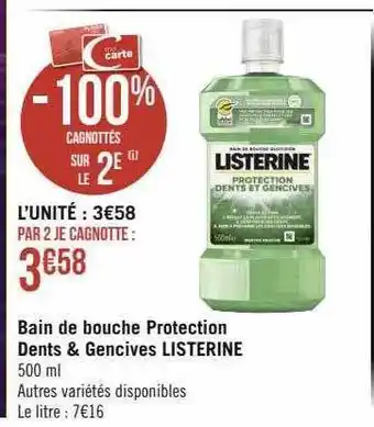 Casino Hyperfrais Bain de bouche protection dents & gencives listerine offre