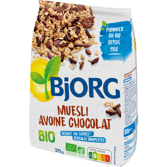 Auchan Muesli avoine chocolat bio bjorg offre