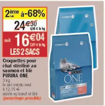 Migros Croquettes pour chats stérilisé au saumon et blé purina one offre