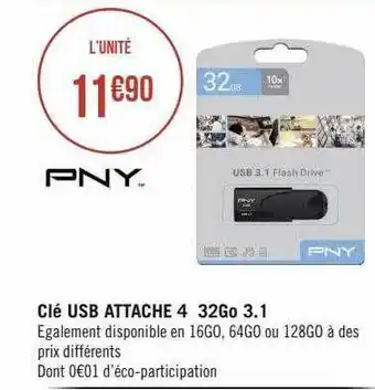 Clé usb attache 4 32go 3.1 pny