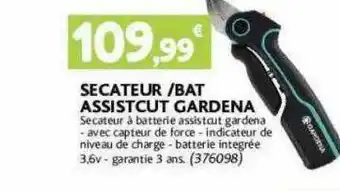 Point Vert Sécateur - bat assistcut gardena offre