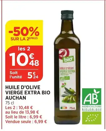 Bi1 Huile D'Olive Vierge Extra Bio Auchan offre
