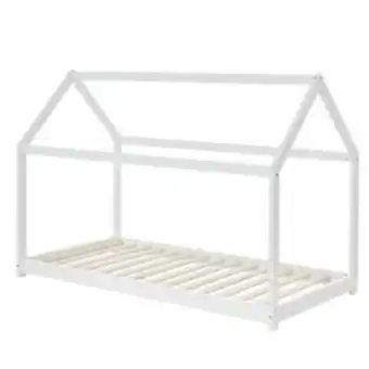 Maxi Bazar Lit enfant cabane tiny pin blanc sommier 90x190cm offre