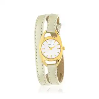 Montre femme dorée bracelet cuir doré métallisé double tour