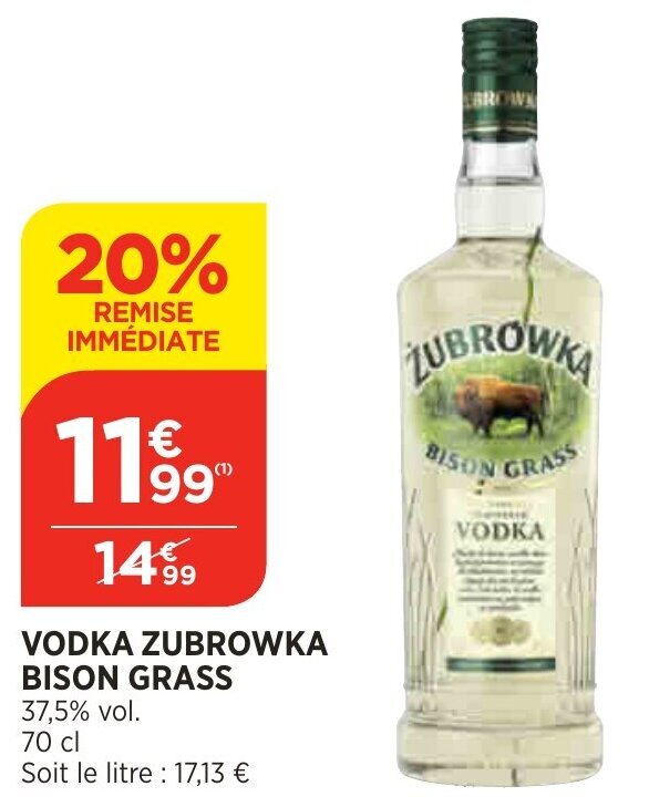 Promo Vodka Zubrowka Bison Grass chez Bi1
