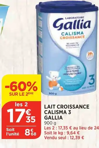 Bi1 Lait Croissance Calisma 3 Gallia offre