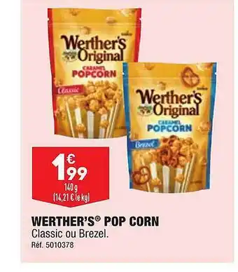 ALDI Werther's pop corn classic ou brezel offre