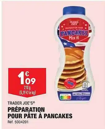 ALDI Préparation pour pâte à pancakes trader joe's offre