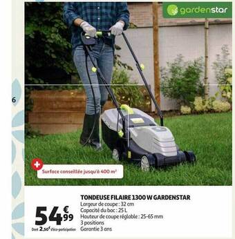 Auchan Tondeuse filaire 1300 w gardenstar offre