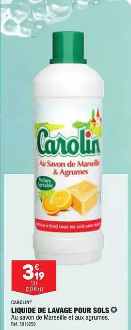 ALDI Liquide de lavage pour sols carolin offre